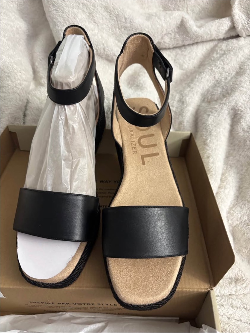 Naturalizer Black Leather Ankle-Strap Sandals